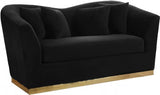 Arabella Velvet Loveseat In Black - 617Black - L | Meridian - 617Black - L - Home Elegance USA - 1