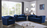 Arabella Velvet Loveseat In Navy - 617Navy - L | Meridian - 617Navy - L - Home Elegance USA - 3