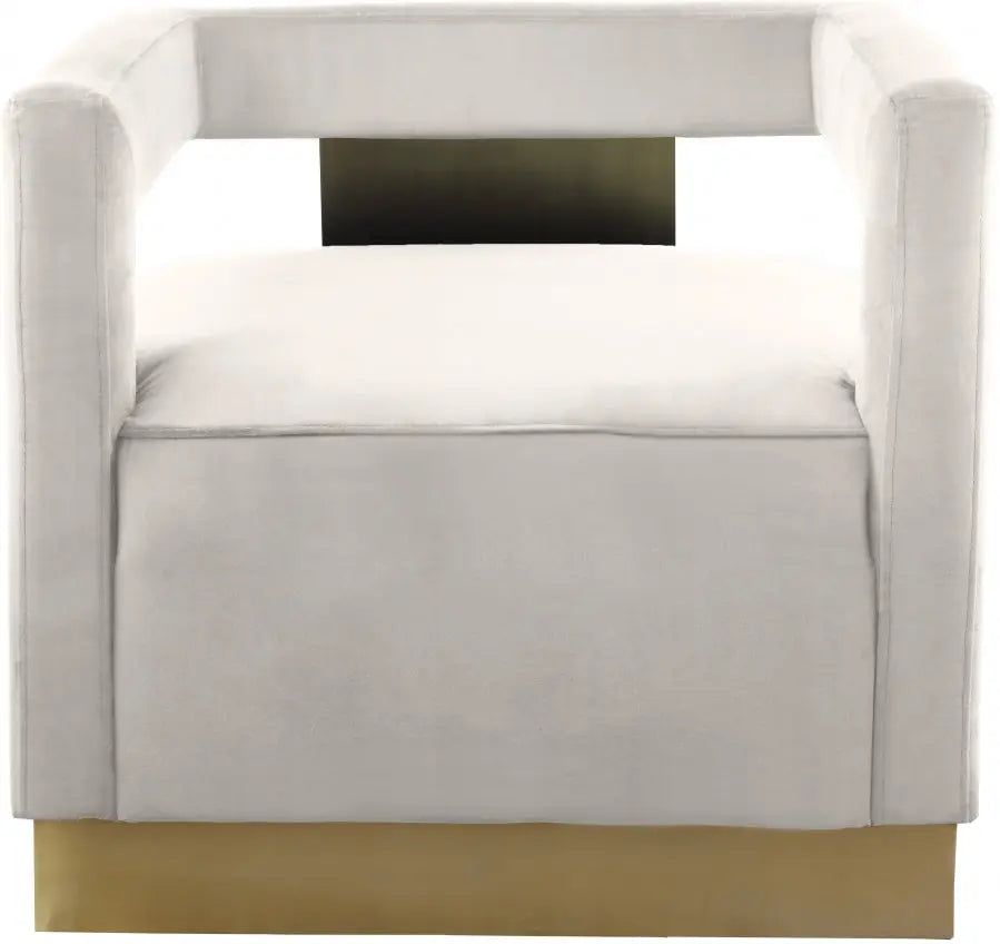 Meridian Furniture - Armani Velvet Accent Chair In Cream - 597Cream