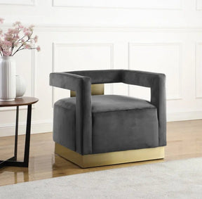 Armani Velvet Accent Chair In Grey - 597Grey | Meridian