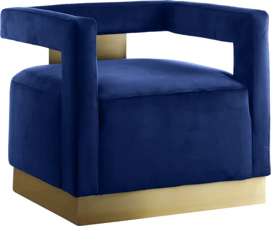 Armani Velvet Accent Chair In Navy - 597Navy | Meridian - 597Navy - Home Elegance USA - 2