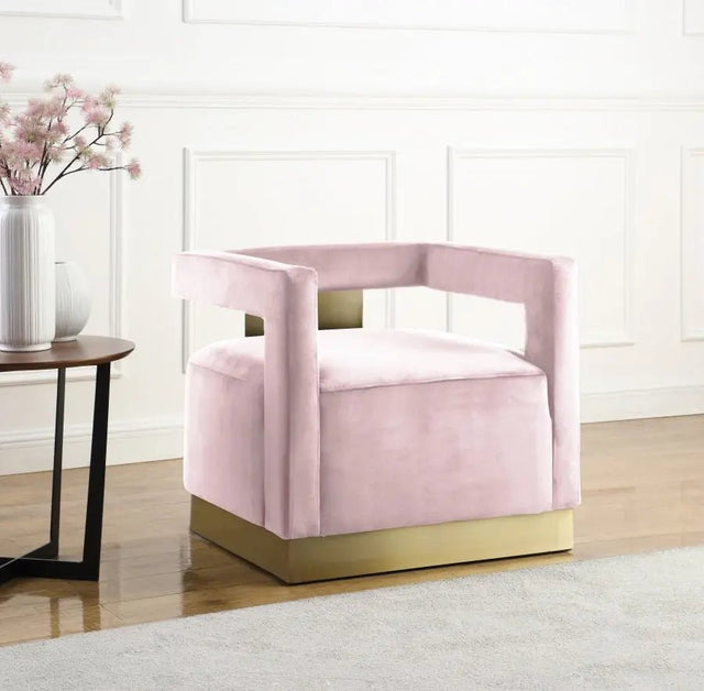 Armani Velvet Accent Chair In Pink - 597Pink | Meridian - 597Pink - Home Elegance USA - 1