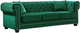 Meridian Furniture - Bowery 3 Piece Living Room Set In Green - 614Green-S-3Set