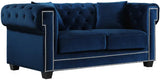 Meridian Furniture - Bowery 3 Piece Living Room Set In Navy - 614Navy-S-3Set