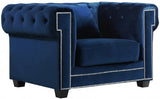 Meridian Furniture - Bowery 3 Piece Living Room Set In Navy - 614Navy-S-3Set