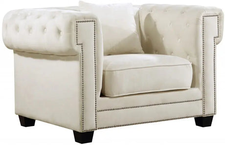 Meridian Furniture - Bowery Velvet Chair In Cream - 614Cream-C
