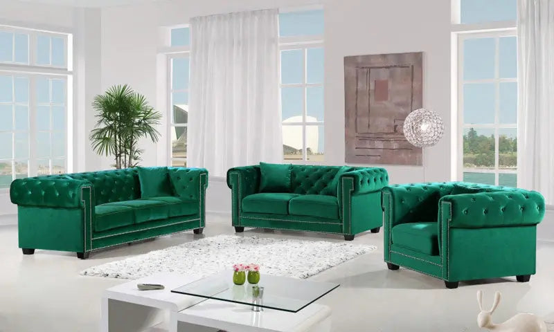 Meridian Furniture - Bowery Velvet Chair In Green - 614Green-C