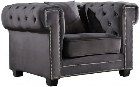 Meridian Furniture - Bowery Velvet Chair In Grey - 614Grey-C