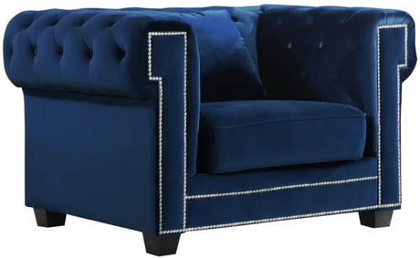Meridian Furniture - Bowery Velvet Chair In Navy - 614Navy-C