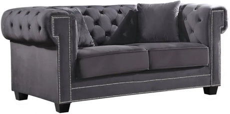 Meridian Furniture - Bowery Velvet Loveseat In Grey - 614Grey-L