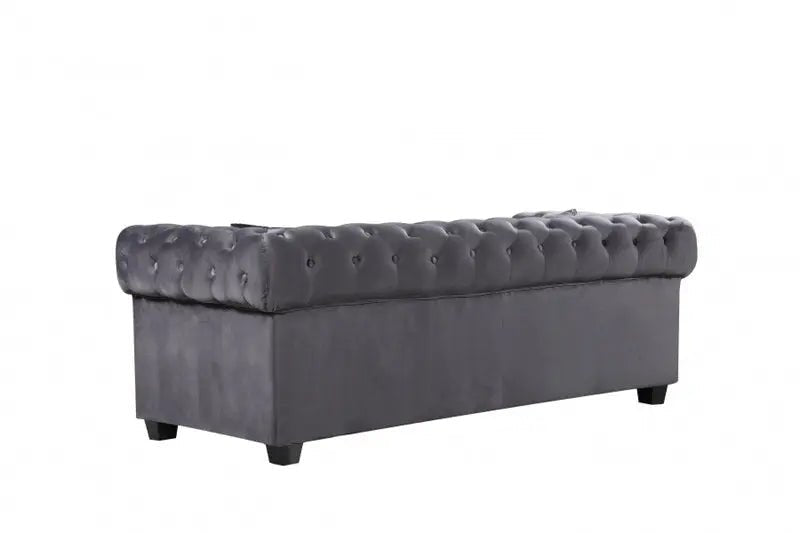 Bowery Velvet Loveseat In Grey - 614Grey - L | Meridian - 614Grey - L - Home Elegance USA - 3