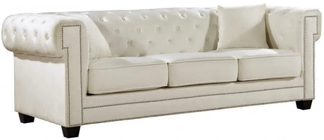 Bowery Velvet Sofa In Cream - 614Cream - S | Meridian - 614Cream - S - Home Elegance USA - 1