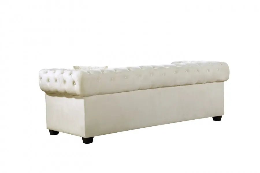 Bowery Velvet Sofa In Cream - 614Cream - S | Meridian - 614Cream - S - Home Elegance USA - 2