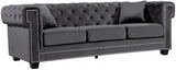 Meridian Furniture - Bowery Velvet Sofa In Grey - 614Grey-S