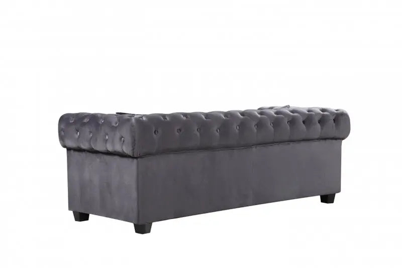 Meridian Furniture - Bowery Velvet Sofa In Grey - 614Grey-S