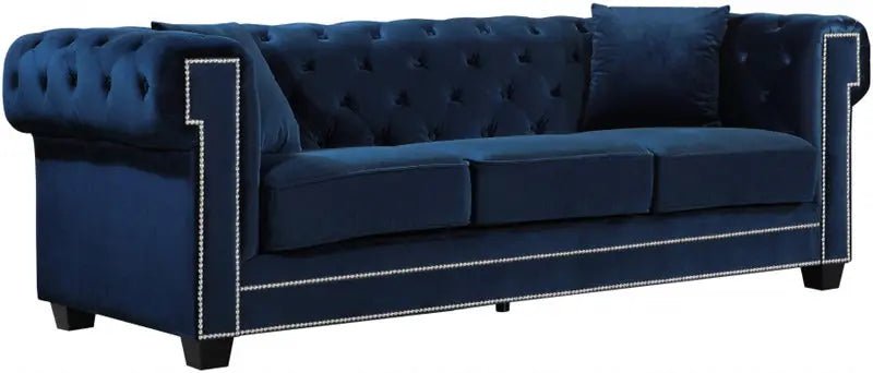 Bowery Velvet Sofa In Navy - 614Navy - S | Meridian - 614Navy - S - Home Elegance USA - 1