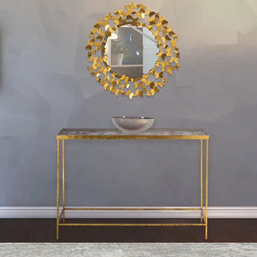 Butterfly Console Table In Gold - 470 - T | Meridian | Home Elegance USA