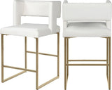 Caleb Faux Leather Counter Stool Set Of 2 In White - 969White - C | Meridian | Home Elegance USA