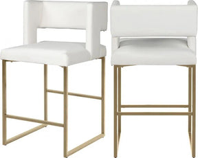 Caleb Faux Leather Counter Stool Set Of 2 In White - 969White-C | Meridian