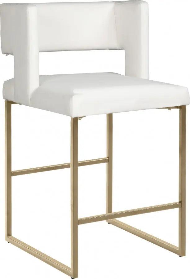 Caleb Faux Leather Counter Stool Set Of 2 In White - 969White - C | Meridian | Home Elegance USA