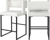 Caleb Faux Leather Counter Stool Set Of 2 In White - 970White - C | Meridian | Home Elegance USA