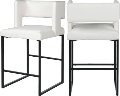 Meridian Furniture - Caleb Faux Leather Counter Stool Set Of 2 In White - 970White-C