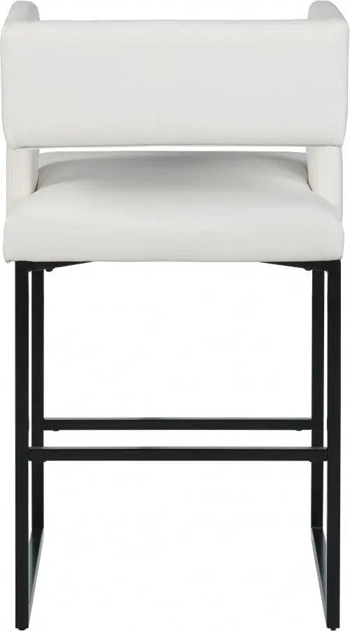 Caleb Faux Leather Counter Stool Set Of 2 In White - 970White - C | Meridian | Home Elegance USA