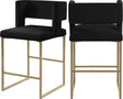 Caleb Velvet Counter Stool Set Of 2 In Black - 969Black-C | Meridian