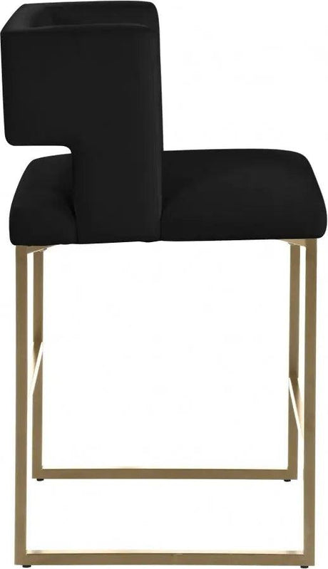 Meridian Furniture - Caleb Velvet Counter Stool Set Of 2 In Black - 969Black-C