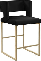 Caleb Velvet Counter Stool Set Of 2 In Black - 969Black - C | Meridian | Home Elegance USA