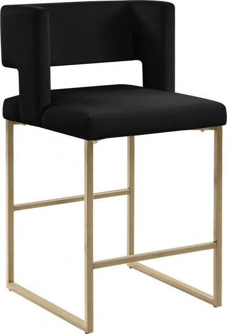 Meridian Furniture - Caleb Velvet Counter Stool Set Of 2 In Black - 969Black-C