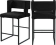 Caleb Velvet Counter Stool Set Of 2 In Black - 970Black-C | Meridian