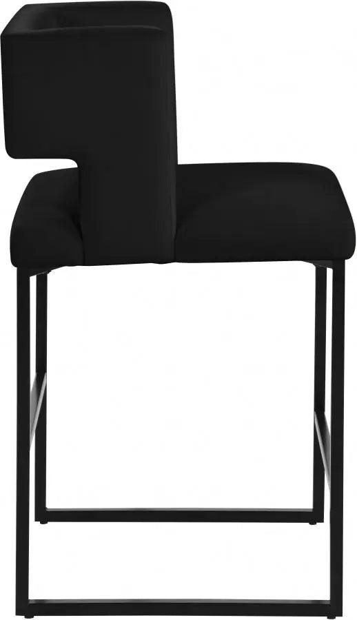 Caleb Velvet Counter Stool Set Of 2 In Black - 970Black - C | Meridian | Home Elegance USA