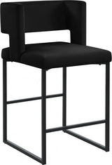 Caleb Velvet Counter Stool Set Of 2 In Black - 970Black - C | Meridian | Home Elegance USA