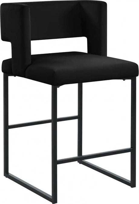 Meridian Furniture - Caleb Velvet Counter Stool Set Of 2 In Black - 970Black-C