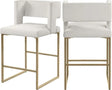 Caleb Velvet Counter Stool Set Of 2 In Cream - 969Cream-C | Meridian