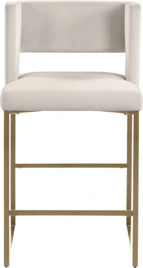 Meridian Furniture - Caleb Velvet Counter Stool Set Of 2 In Cream - 969Cream-C