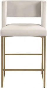 Caleb Velvet Counter Stool Set Of 2 In Cream - 969Cream - C | Meridian | Home Elegance USA