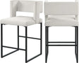 Caleb Velvet Counter Stool Set Of 2 In Cream - 970Cream-C | Meridian