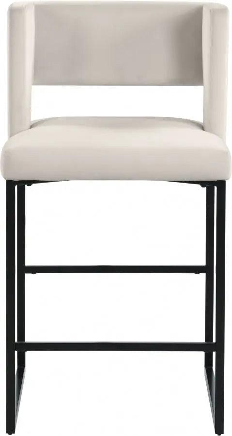 Meridian Furniture - Caleb Velvet Counter Stool Set Of 2 In Cream - 970Cream-C