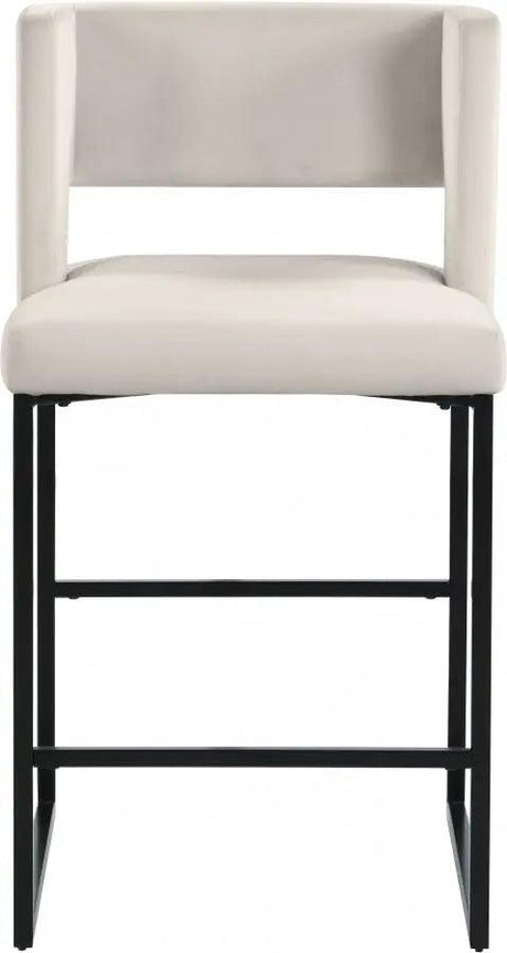 Meridian Furniture - Caleb Velvet Counter Stool Set Of 2 In Cream - 970Cream-C