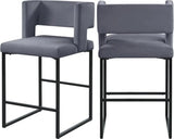 Caleb Velvet Counter Stool Set Of 2 In Grey - 970Grey - C | Meridian | Home Elegance USA