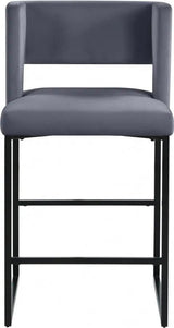 Caleb Velvet Counter Stool Set Of 2 In Grey - 970Grey - C | Meridian | Home Elegance USA