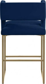 Caleb Velvet Counter Stool Set Of 2 In Navy - 969Navy - C | Meridian | Home Elegance USA