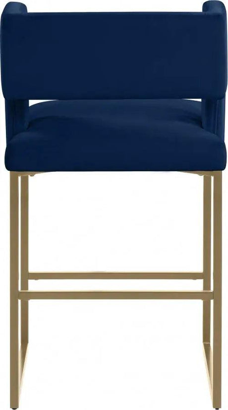 Meridian Furniture - Caleb Velvet Counter Stool Set Of 2 In Navy - 969Navy-C