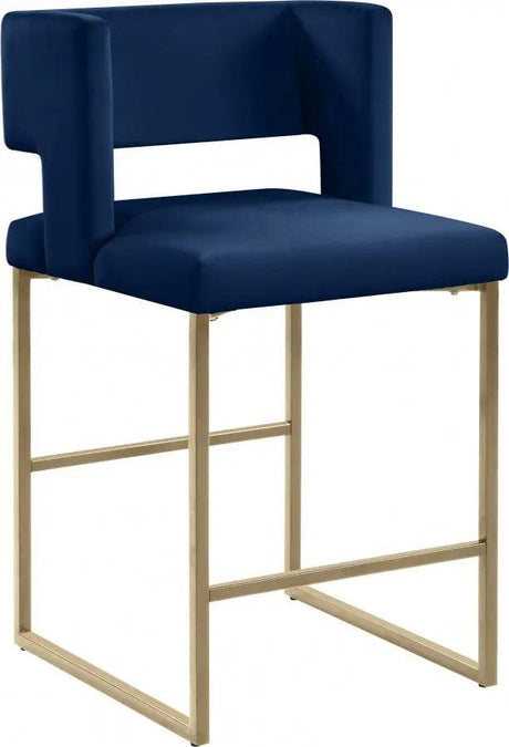 Meridian Furniture - Caleb Velvet Counter Stool Set Of 2 In Navy - 969Navy-C