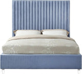 Meridian Furniture - Candace Velvet King Bed In Sky Blue - Candaceskyblu-K