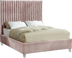 Candace Velvet Queen Bed In Pink - Candacepink-Q | Meridian