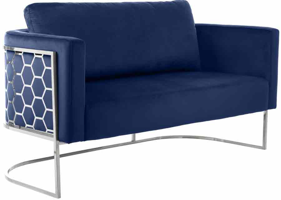 Casa 3 Piece Living Room Set In Navy - 691Navy - S - 3Set | Meridian | Home Elegance USA