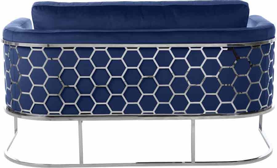 Meridian Furniture - Casa 3 Piece Living Room Set In Navy - 691Navy-S-3Set